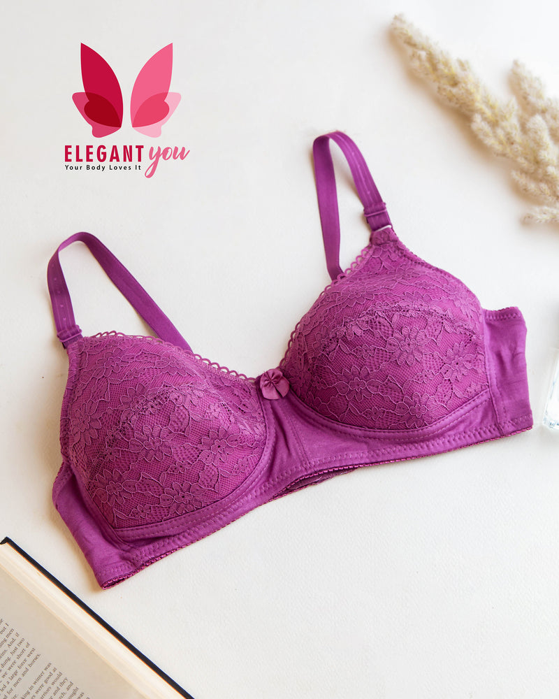 Elegant Flower Pattern Light Padded non Wired Bra*