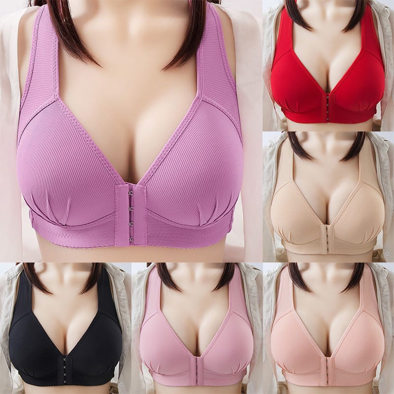 Wide Straps Front Hooks Light Padded Bra *